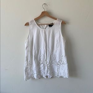 Cynthia Rowley Eyelet Button-Back Tank